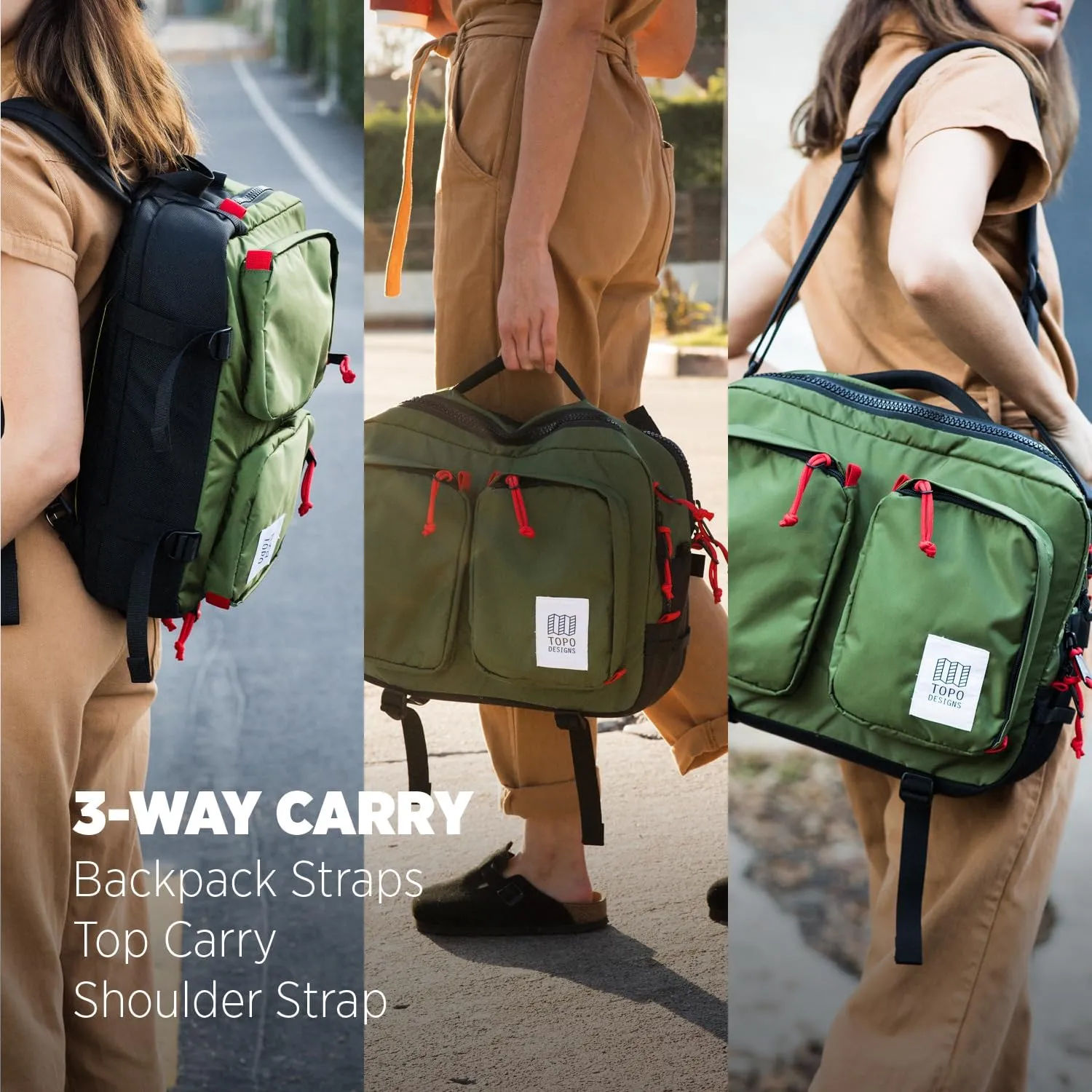 Topo Designs Global Briefcase - Bold Daily Carry Bag, Commuting Travel Pack with Oversized Zips, Signature Denver Style (Eco-Friendly/Caribbean)