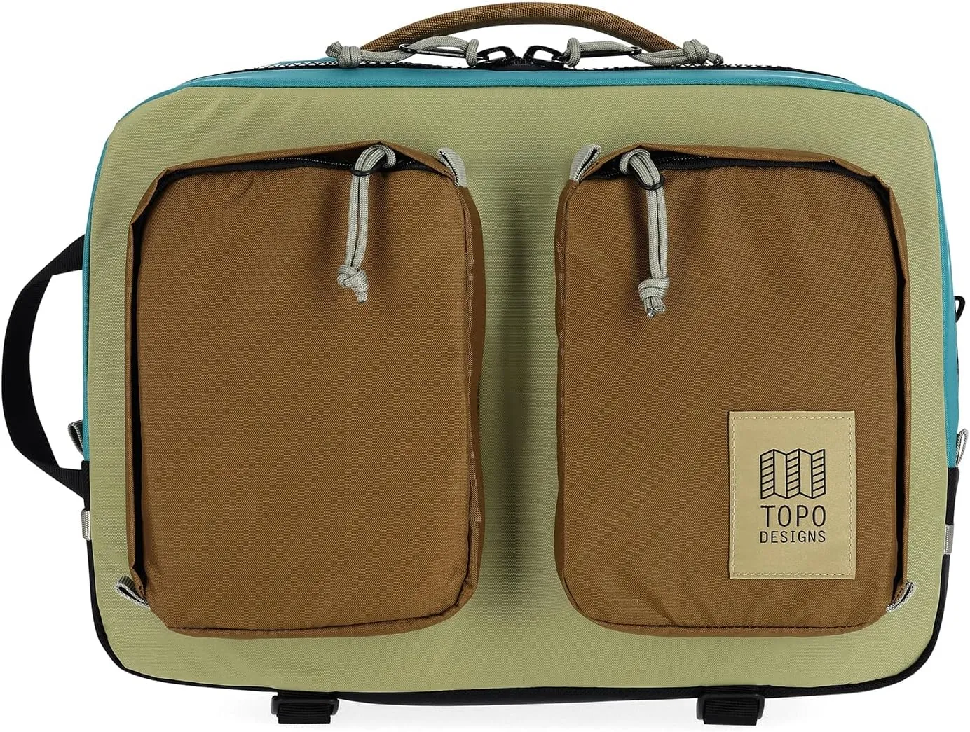 Topo Designs Global Briefcase - Bold Daily Carry Bag, Commuting Travel Pack with Oversized Zips, Signature Denver Style (Eco-Friendly/Caribbean)