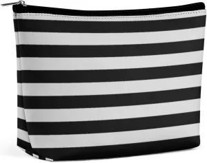 Travel Makeup Bag, Elegant Gray Black Bold Striped Pattern Cosmetic Bags for Women Large Capacity Waterproof Toiletry Pouch Make up Organizer