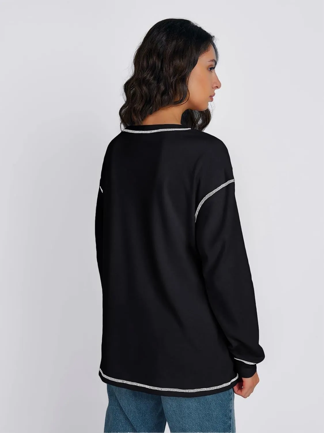 Trendy Queen Womens Crewneck Sweatshirts Long Sleeve Shirts Lightweight Sweaters Fall Tops Fashion Outfits 2025