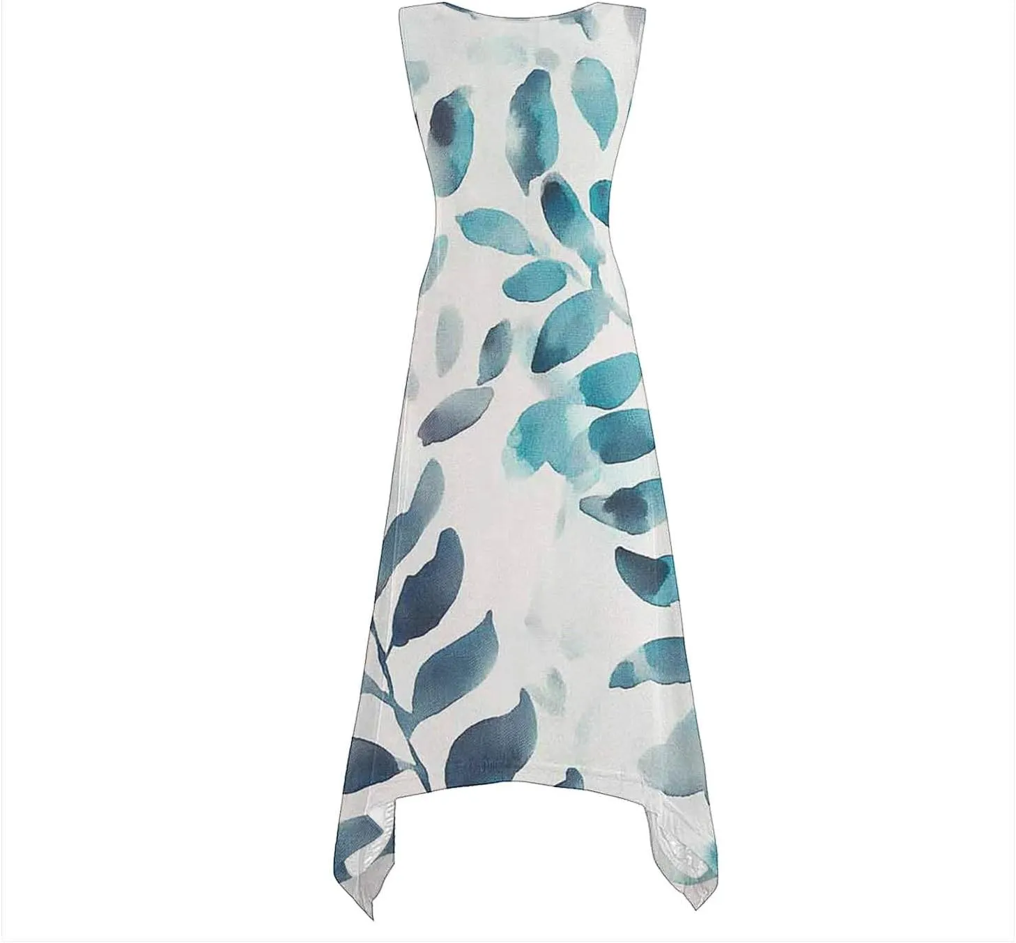 Trendy Summer Dress for Women Fashion Print Sundresses Slim Tank Top Round Neck Pockets Beach Vacation Dresses