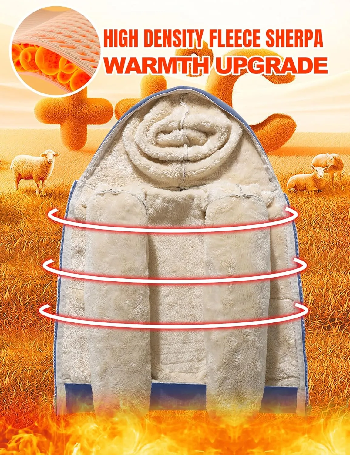 Unisex Boys Girls Sherpa Lined Fleece Jacket Hoodie Kids Warm Winter Zip Up Hooded Sweatshirt Jackets Coat 5-15Y