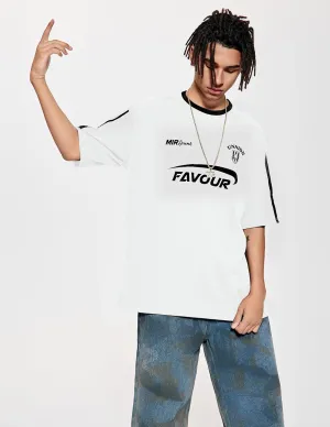 Vamtac Patchwork Racing T Shirt Y2K Vintage Oversized Graphic Tees Contrast Color Stripe Half Sleeve Unisex Streetwear Top