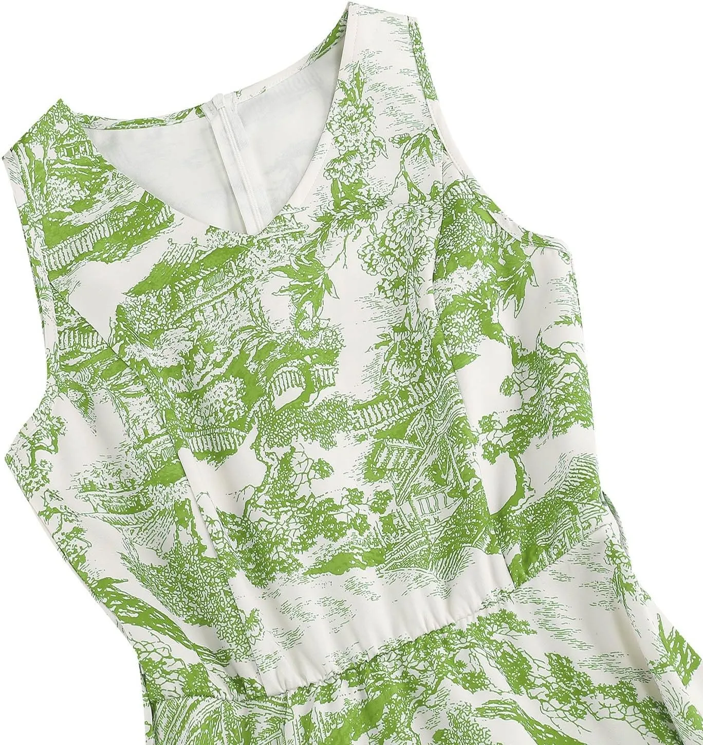 Vintage Dress for Women 1950s Tea Party Floral Print Hepburn Dresses Cocktail Swing Dress with Belt