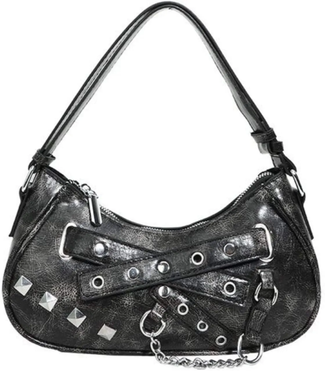Vintage Y2K Punk Purse, Retro Fashion Gothic Tote Purse