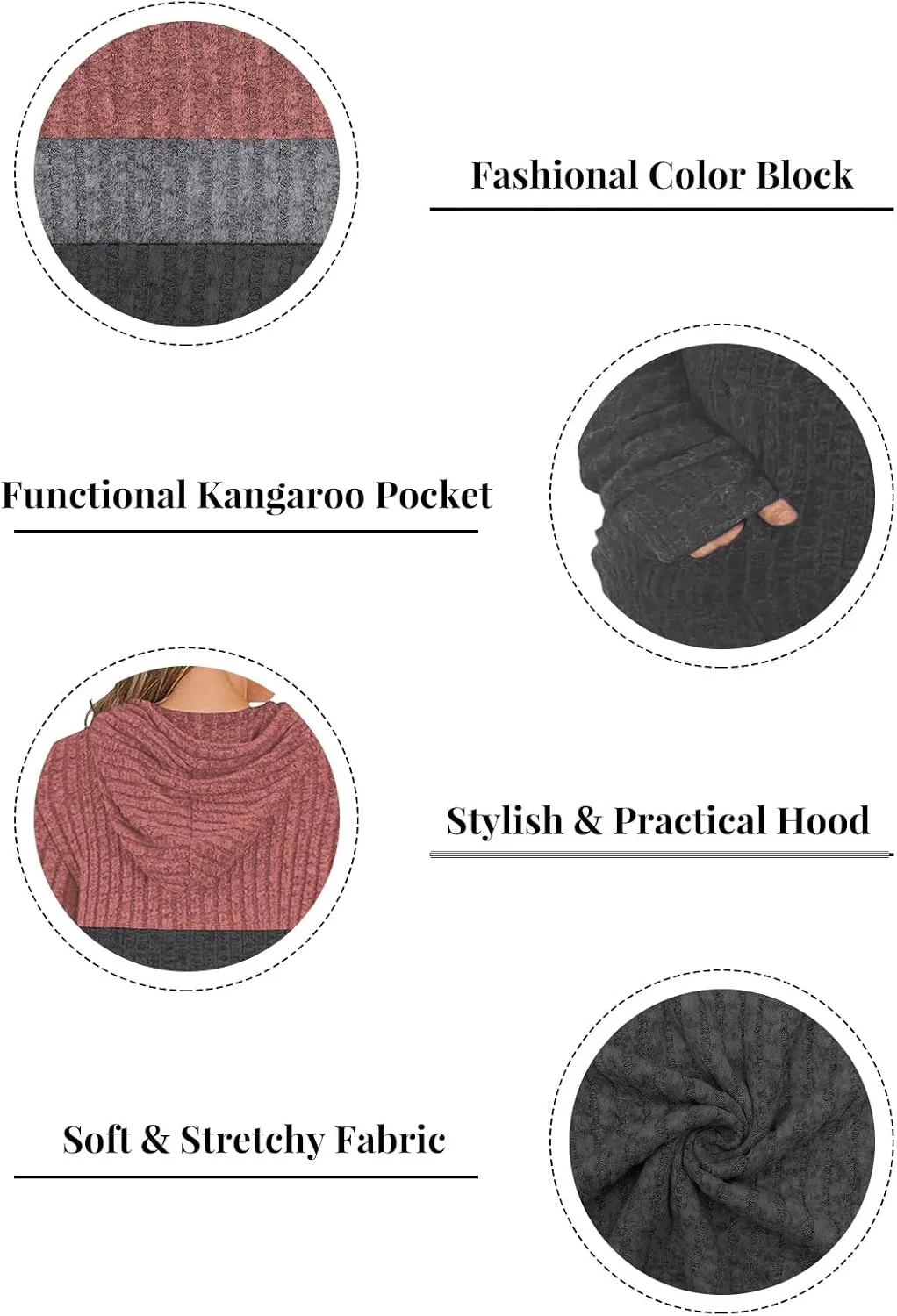 VISLILY Plus-Size-Hoodies for Women Casual Color Block Sweaters Long Sleeve Pullover Sweatshirts Cute Loose Tops with Pocket
