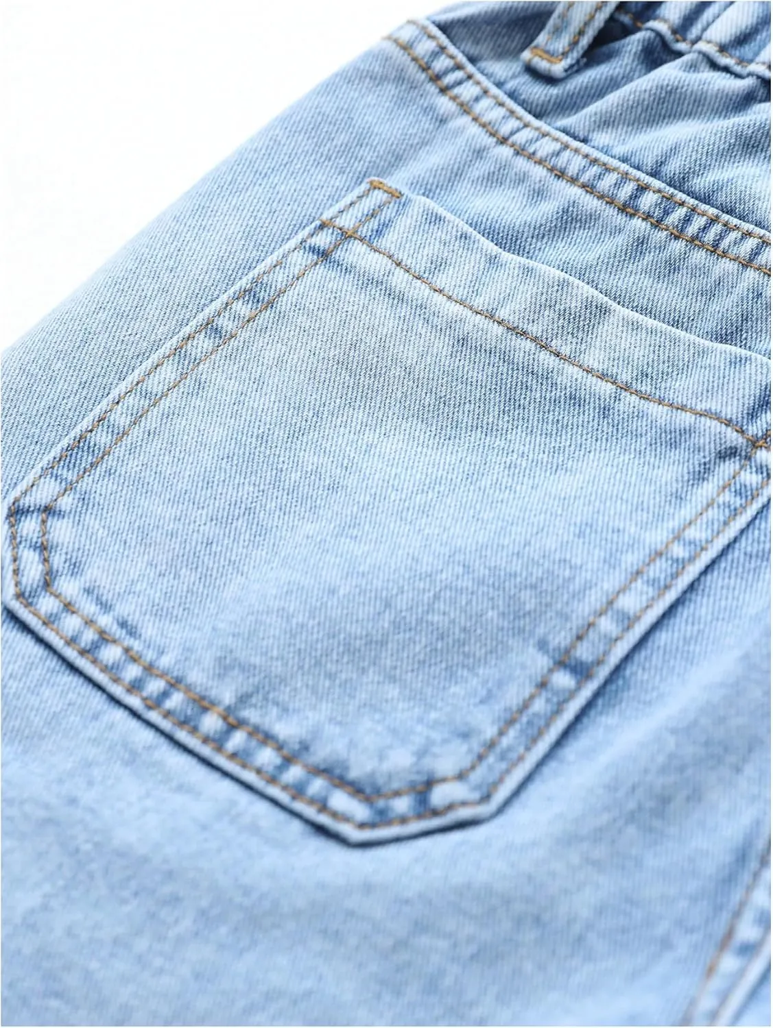 WDIRARA Girl's Casual High Waisted Cargo Jeans Wide Leg Denim Pants with Pockets