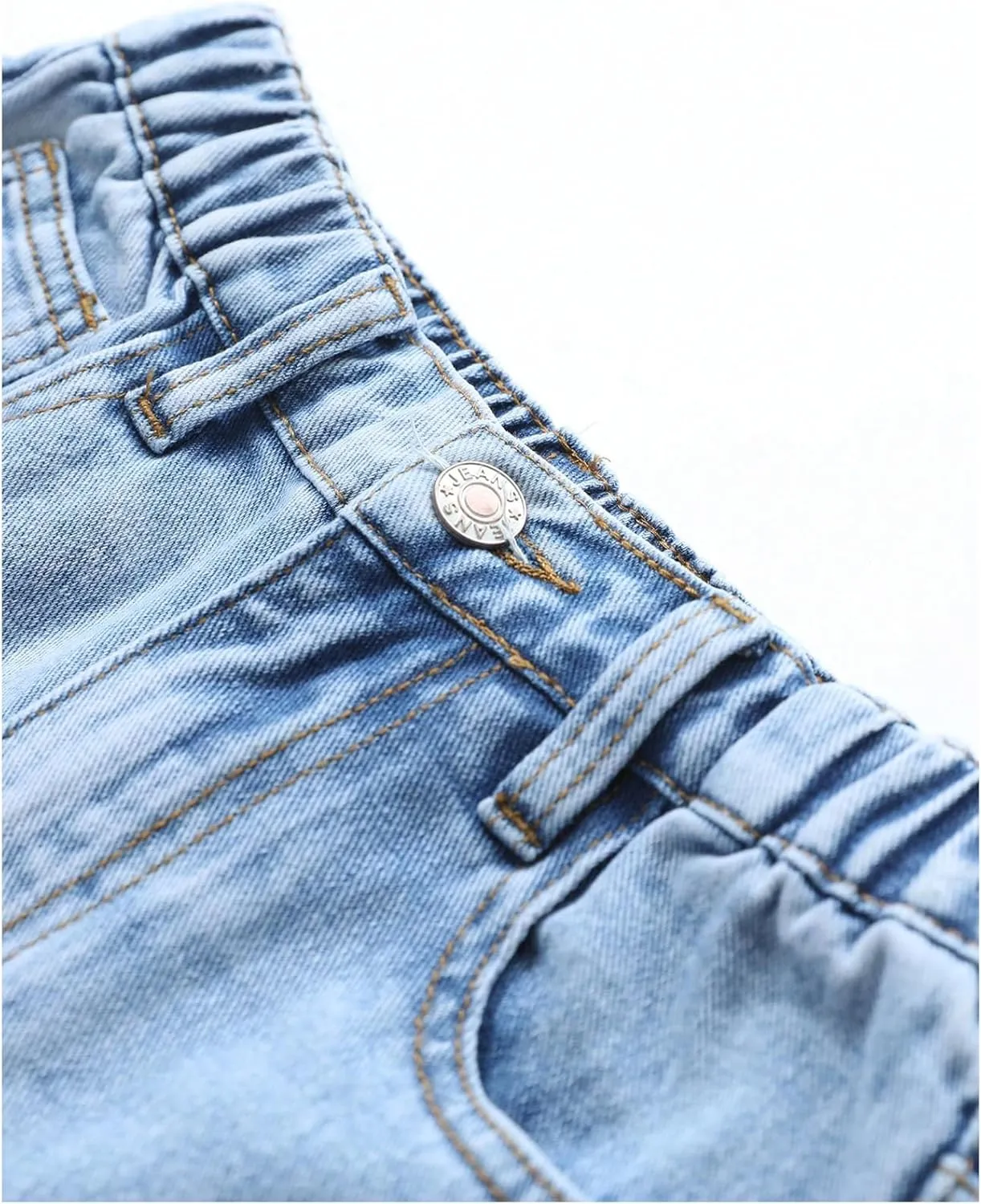 WDIRARA Girl's Casual High Waisted Cargo Jeans Wide Leg Denim Pants with Pockets