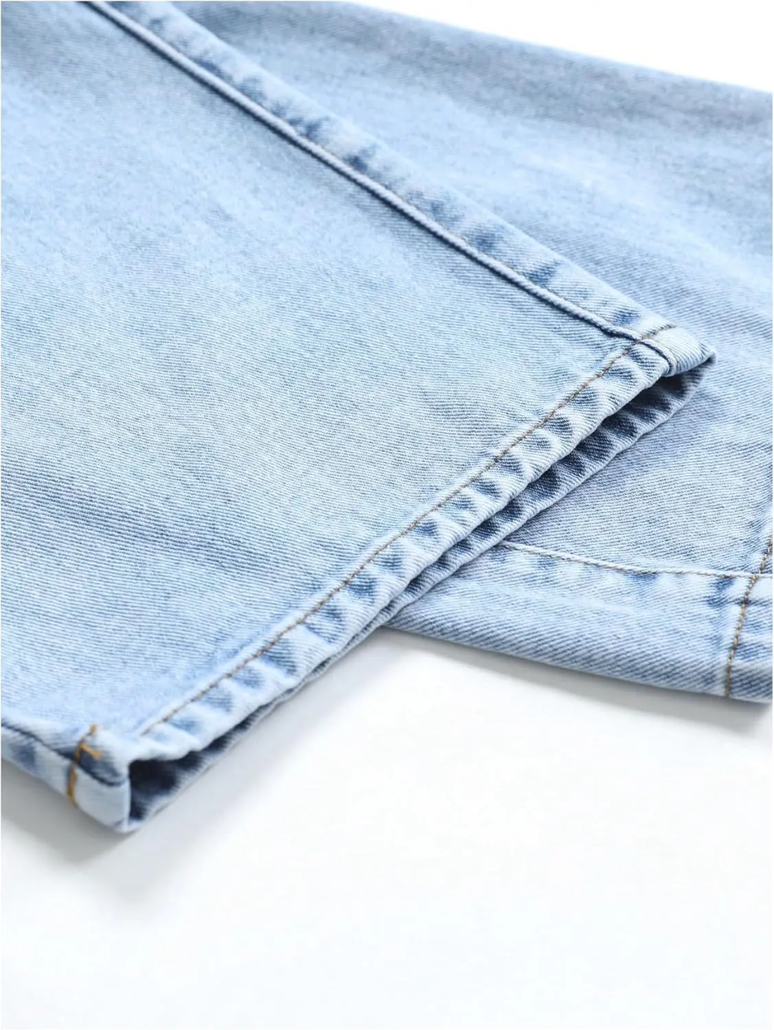 WDIRARA Girl's Casual High Waisted Cargo Jeans Wide Leg Denim Pants with Pockets