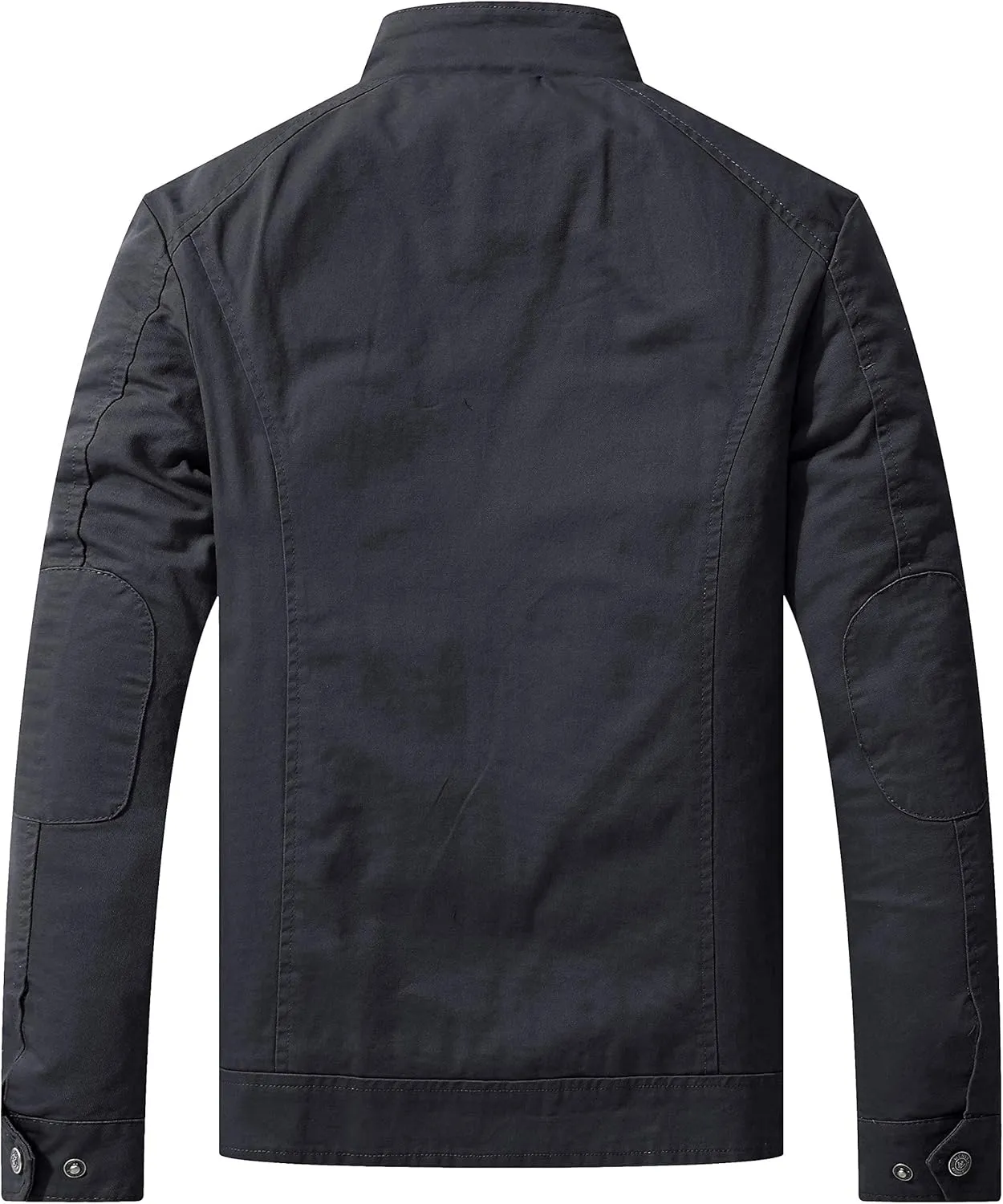 WenVen Men's Casual Canvas Cotton Military Jacket Lightweight Zip Up Outwear