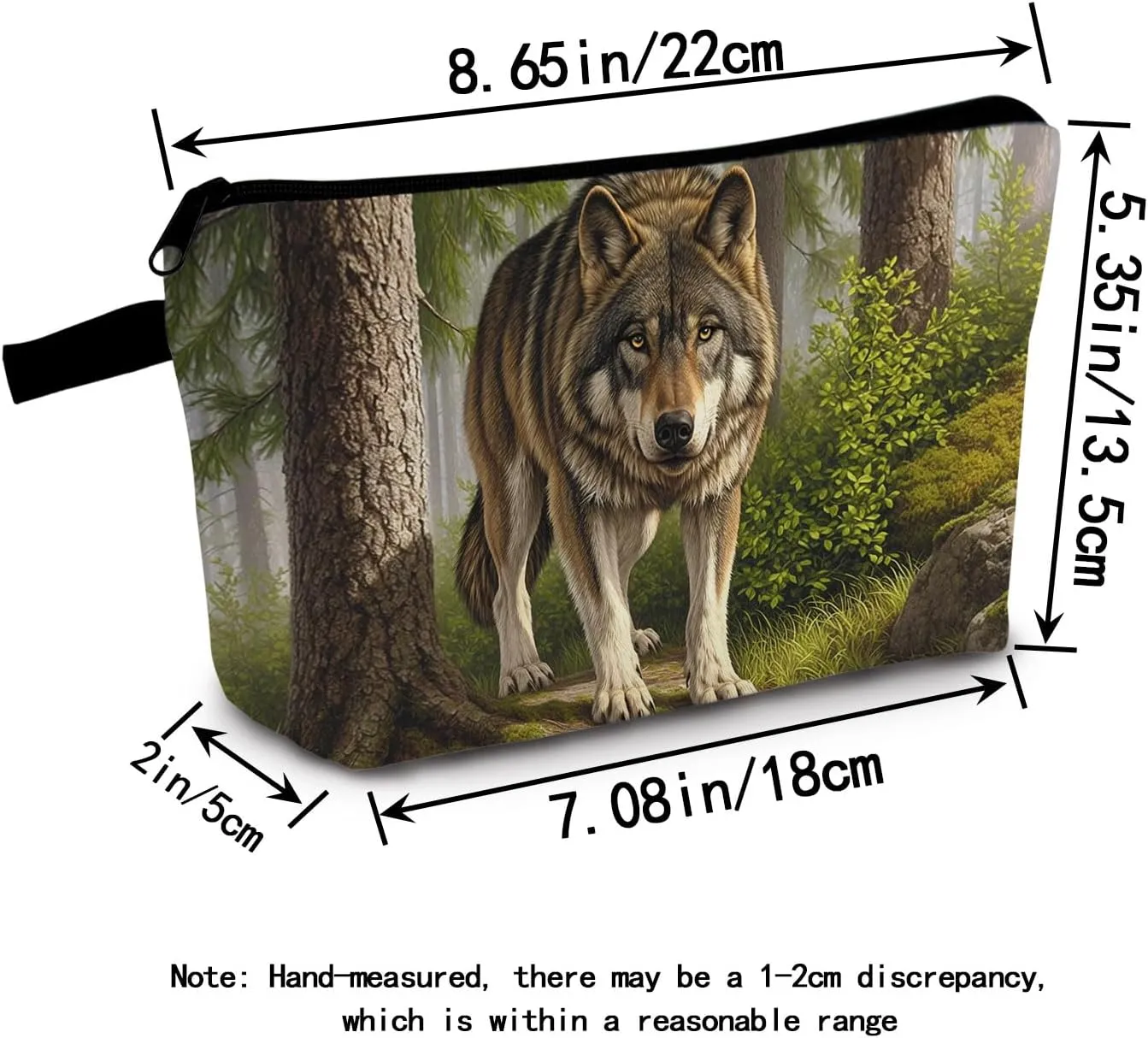 Wolf Print Cosmetic Bag Bold Wilderness Design Makeup Organizer Adventure Travel & Daily Essentials Pouch Unique Gift for Camping Enthusiasts/Nature Lovers