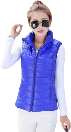 Woman Jacket Vest Autumn Winter Stand-Up Collar Cotton-Padded Coat Small Padded Jacket Short Light Vest