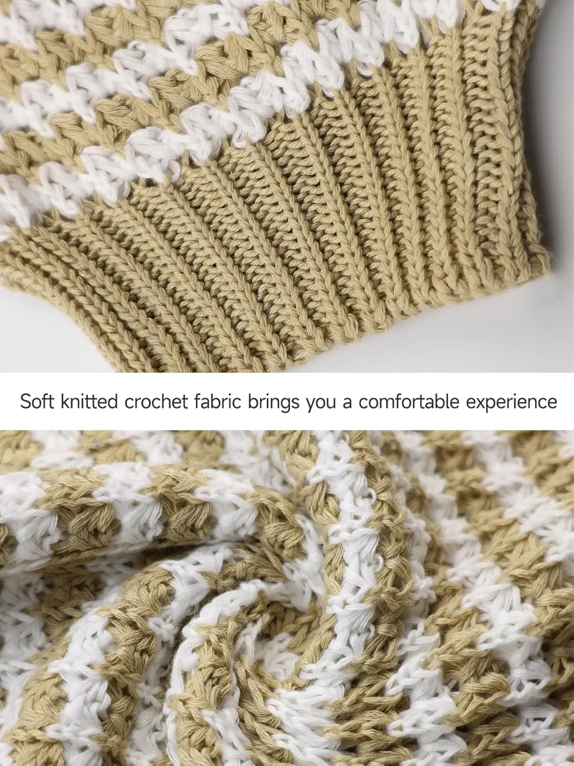Women Fall Striped Crochet Sweater Long Sleeve V Neck Knit Pullover Jumper Tops 2025 Slouchy Tunic Sweater