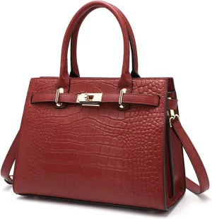Women Handbags and Purses Ladies Genuine Leather Large Capacity Shoulder Bag Top-Handle Satchel Tote Crocodile Print Work Bagbag1187OWOISS