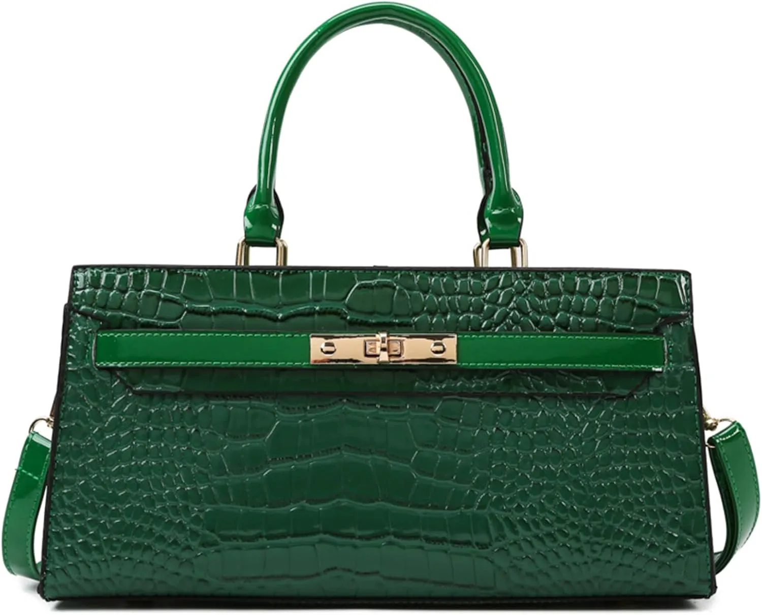 Women PU Leather Handbag Retro Crocodile Print Large Capacity Satchel Ladies Stylish Top Handle Crossbody Shoulder Bagbag1087OWOISS