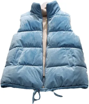 Women Sleeveless Vest Winter Warm Jacket Down Cotton Padded Veats Mandarin Collar Sleeveless Waistcoat