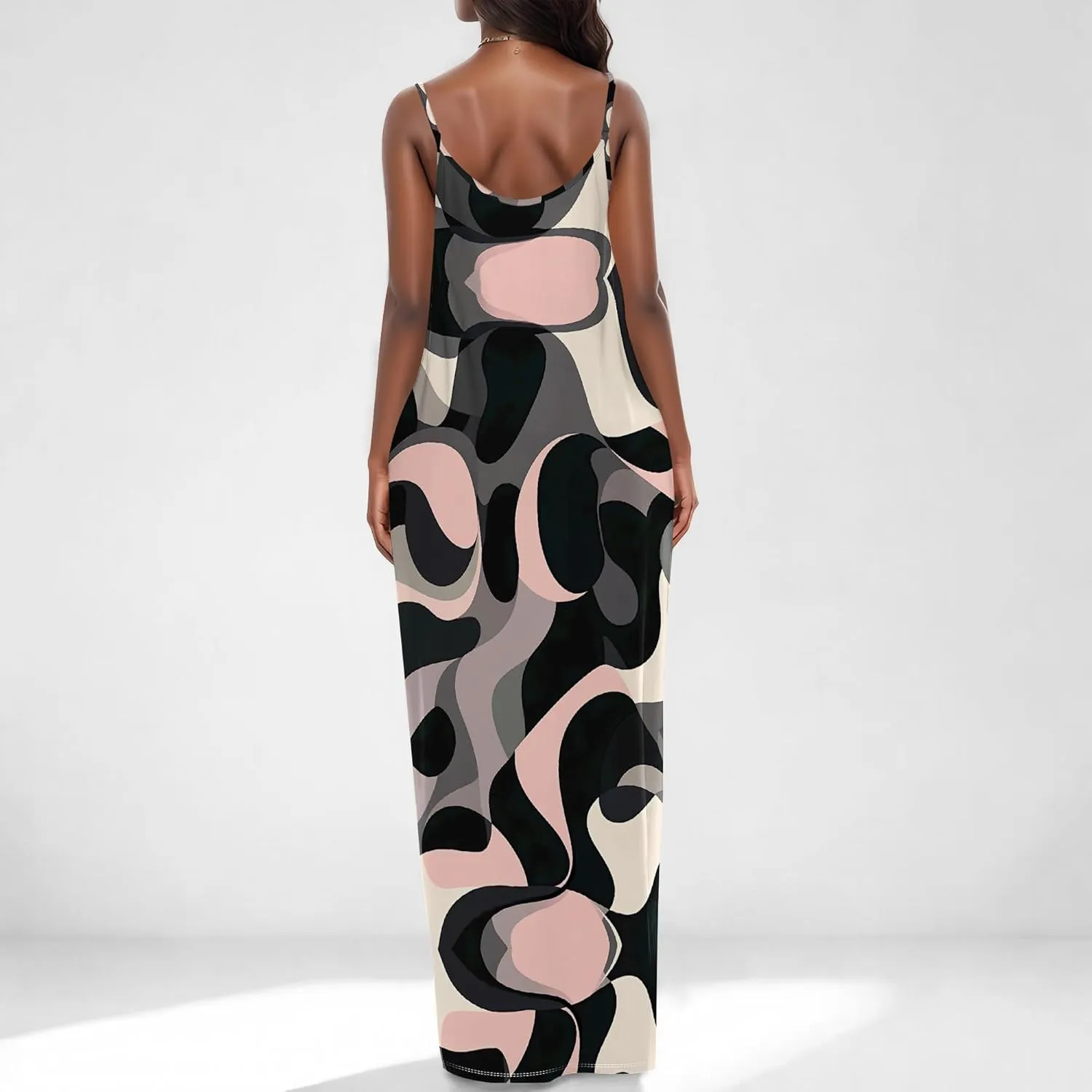 Womens 2025 Casual Sleeveless Spaghetti Strap Sundress Plus Size Loose Long Summer Boho Beach Maxi Dress with Pockets