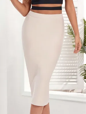 Women's Basic Elegant Skinny Women's Sexy High Slit Long Midi Skirt With Slim Fit Casual Skirts