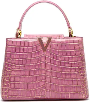 Women's Bright PU Leather Purse and Handbag Vintage Crocodile Pattern Work Satchel Tote Large Capacity Shoulder Bagsbag1083OWOISS