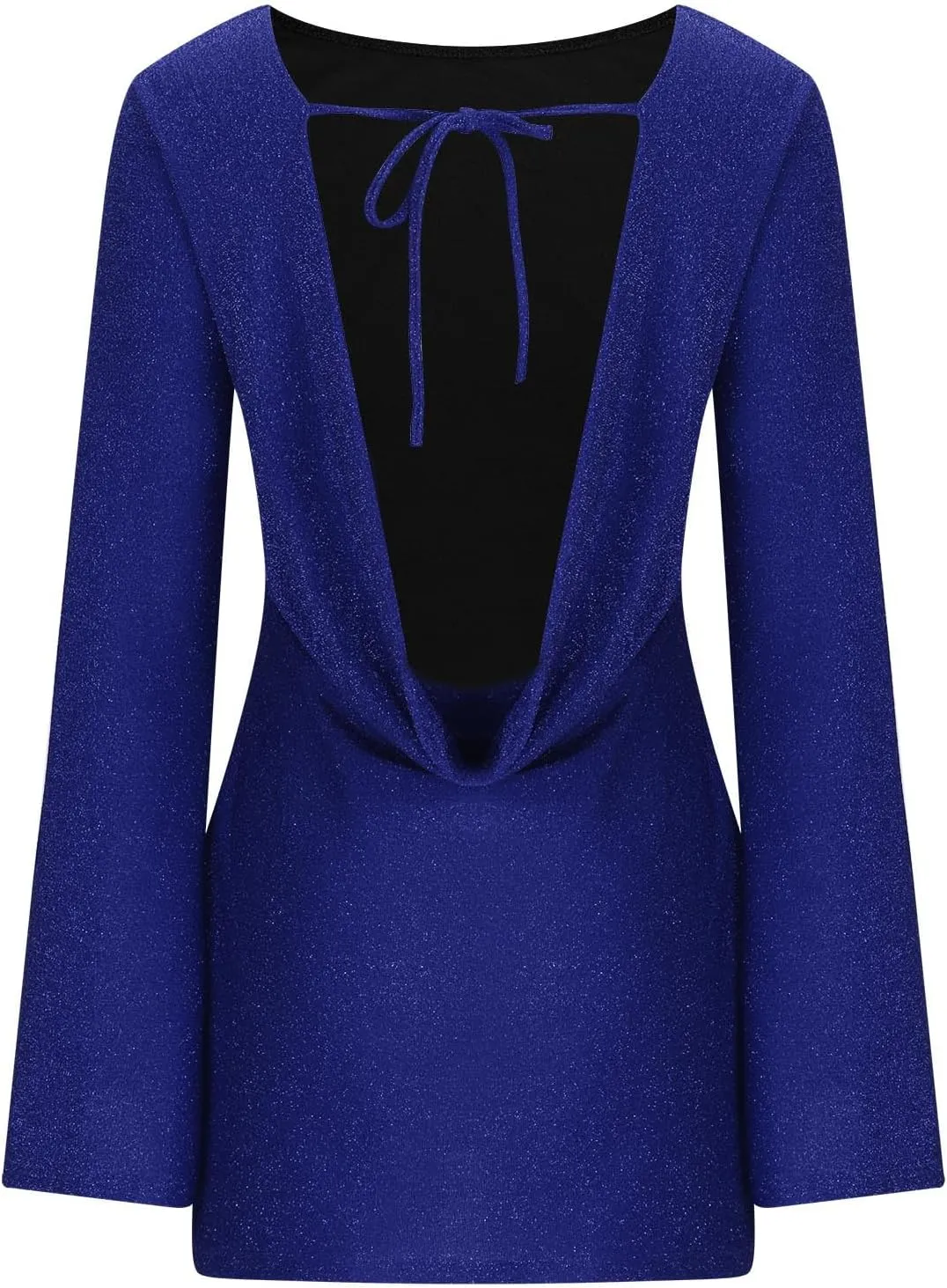 Womens Cocktail Party Dress, Sequins Long Bell Sleeve Backless Comfy Tight Fit Elegant Formal Prom Sexy Mini Dresses