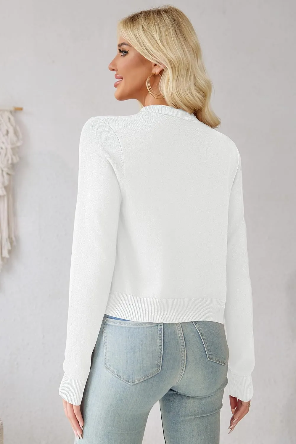 Women's Cropped Cardigan Sweaters Long Sleeve Open Front Bolero Knit Shrugs for Dresses