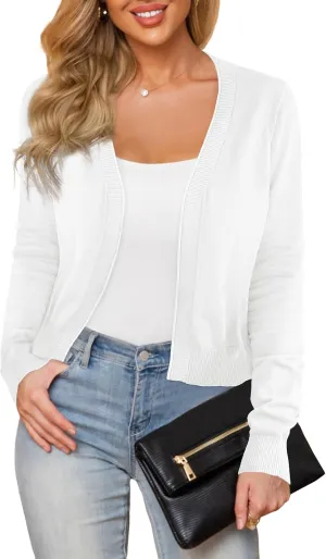 Women's Cropped Cardigan Sweaters Long Sleeve Open Front Bolero Knit Shrugs for Dresses