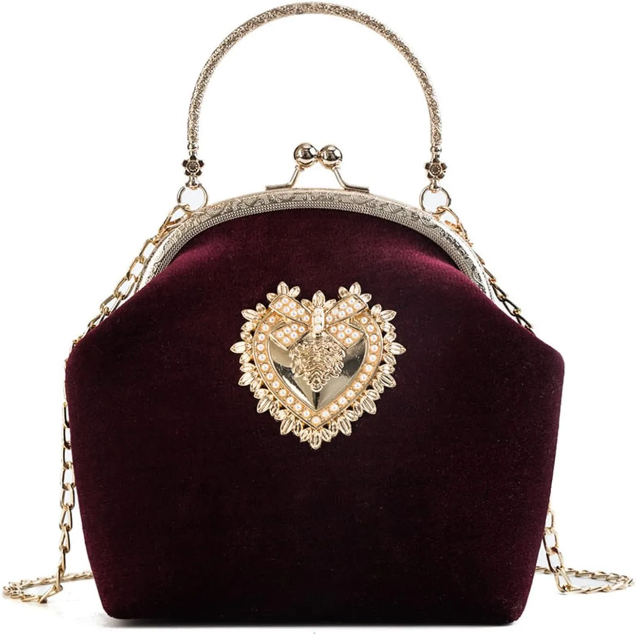 Women's Elegant Evening Clutch Handbag Velvet Purse Crossbody Vintage Satchel Shoulder Bag for Prom Party Weddingbag27OWOISS