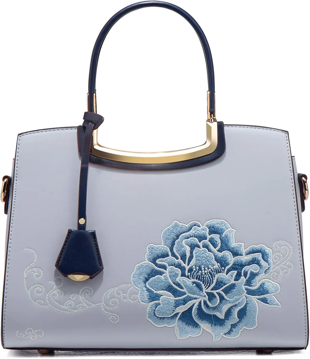 Women's Handbag Puese PU Leather Flower Embroidery Shoulder Bag Chic Crossbody Large Commuter Top Handle Satchel Bagbag1655OWOISS