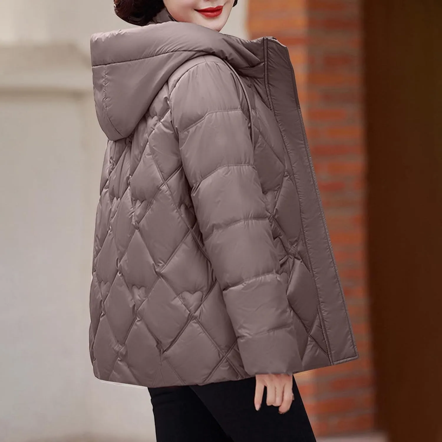Women's Hooded Puffer Jacket Winter Warm Down Coats Cotton Padded Parkas Waterproof Outerwear with Pockets