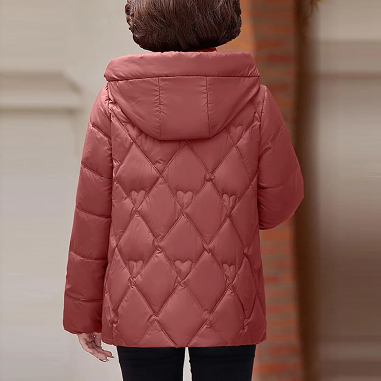 Women's Hooded Puffer Jacket Winter Warm Down Coats Cotton Padded Parkas Waterproof Outerwear with Pockets