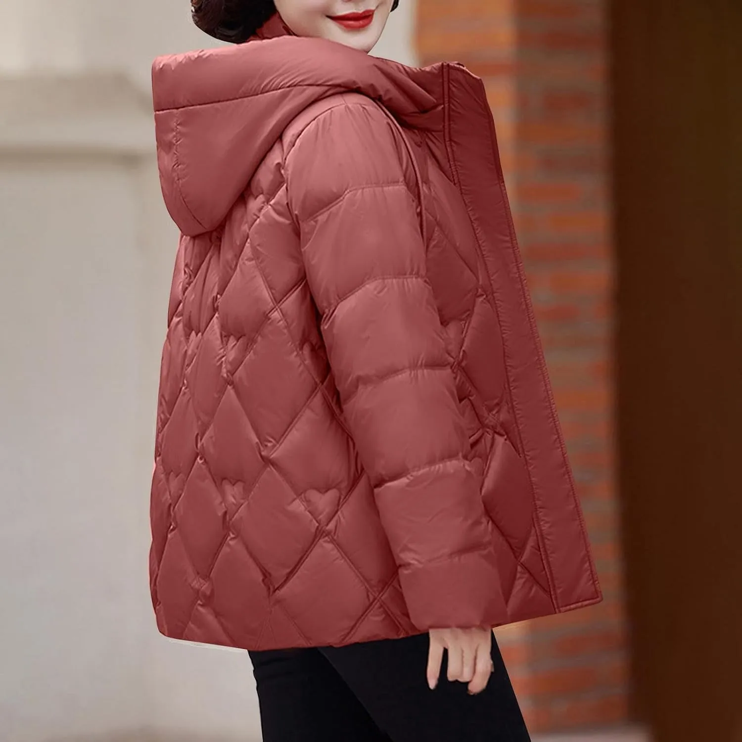 Women's Hooded Puffer Jacket Winter Warm Down Coats Cotton Padded Parkas Waterproof Outerwear with Pockets