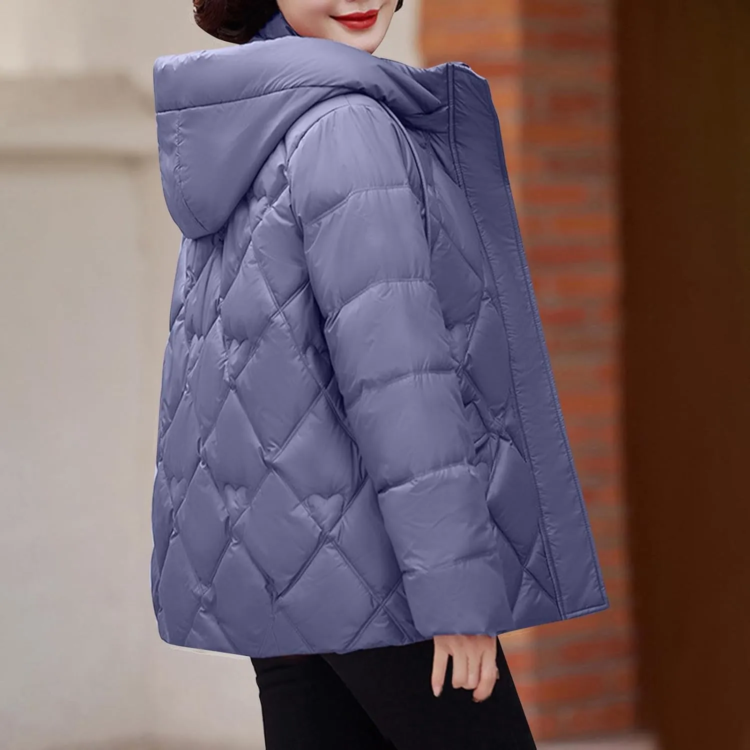 Women's Hooded Puffer Jacket Winter Warm Down Coats Cotton Padded Parkas Waterproof Outerwear with Pockets
