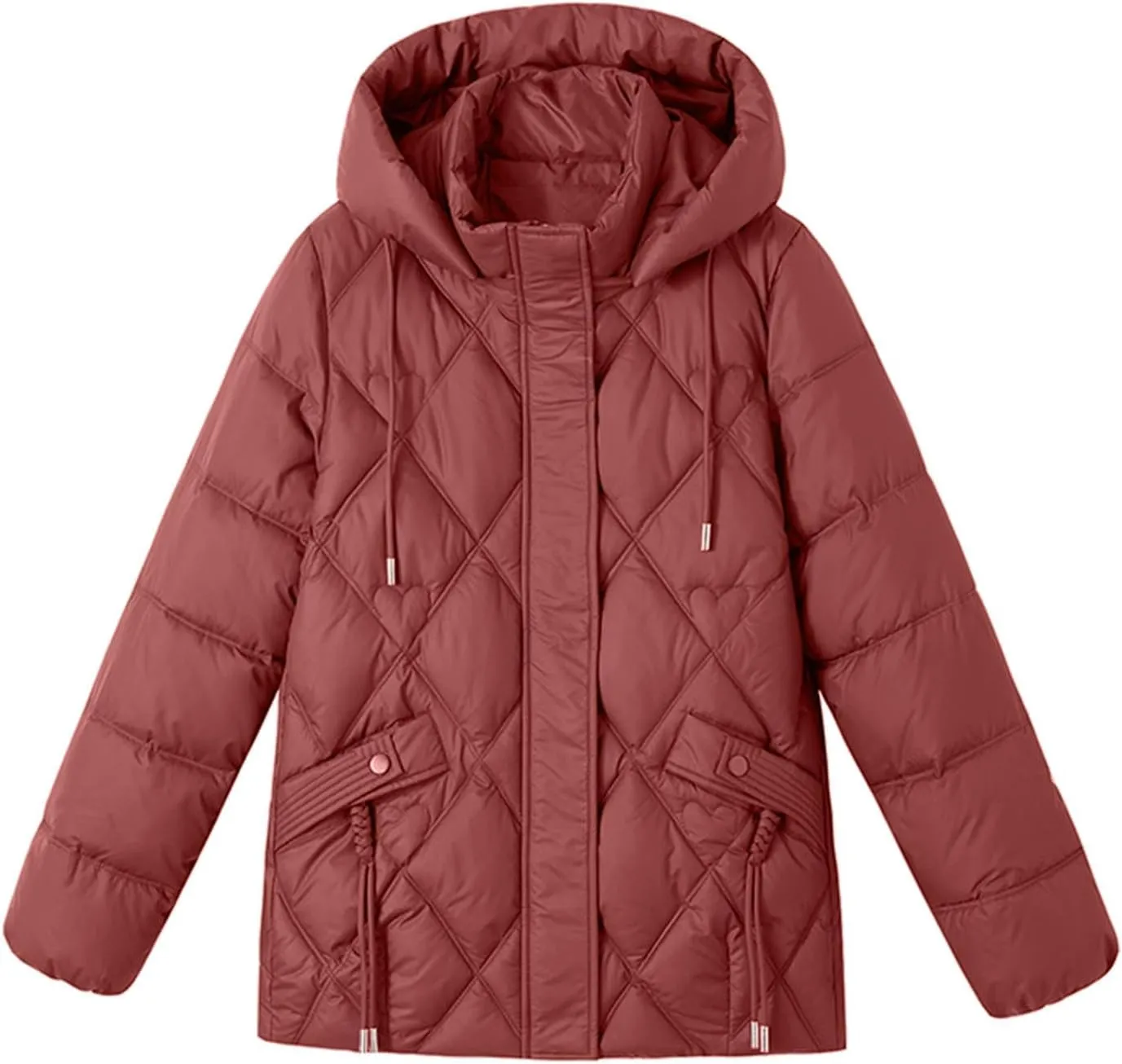 Women's Hooded Puffer Jacket Winter Warm Down Coats Cotton Padded Parkas Waterproof Outerwear with Pockets