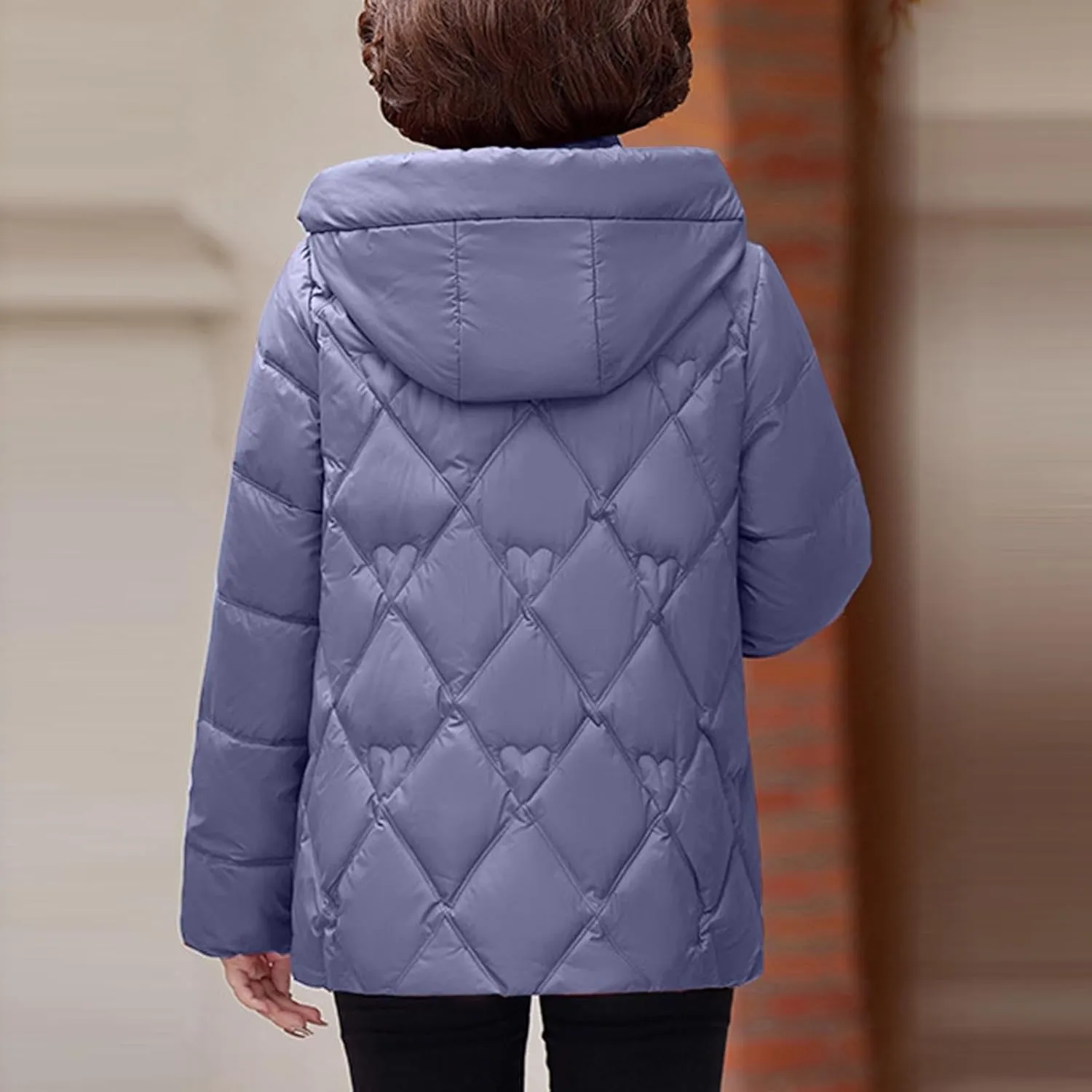 Women's Hooded Puffer Jacket Winter Warm Down Coats Cotton Padded Parkas Waterproof Outerwear with Pockets