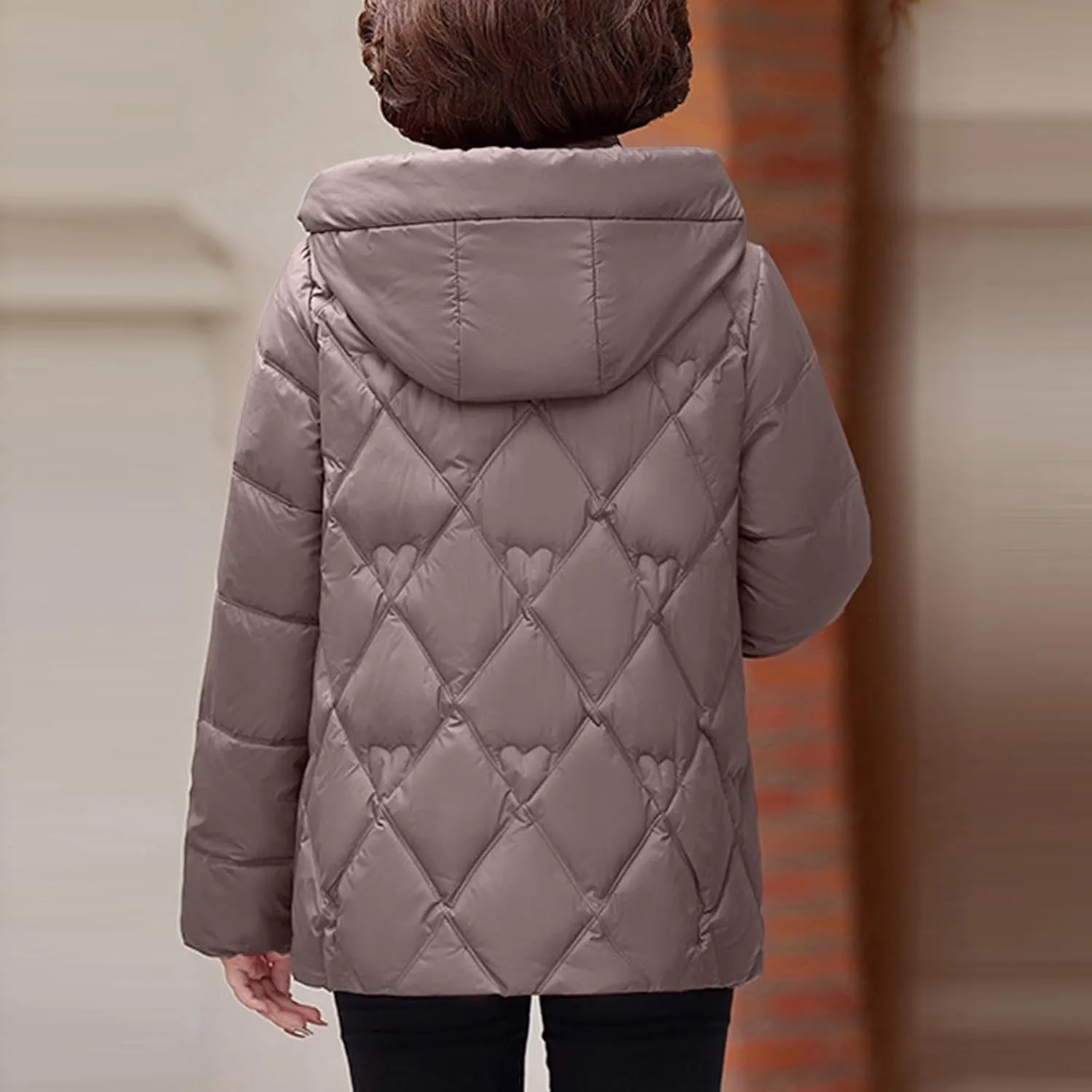 Women's Hooded Puffer Jacket Winter Warm Down Coats Cotton Padded Parkas Waterproof Outerwear with Pockets