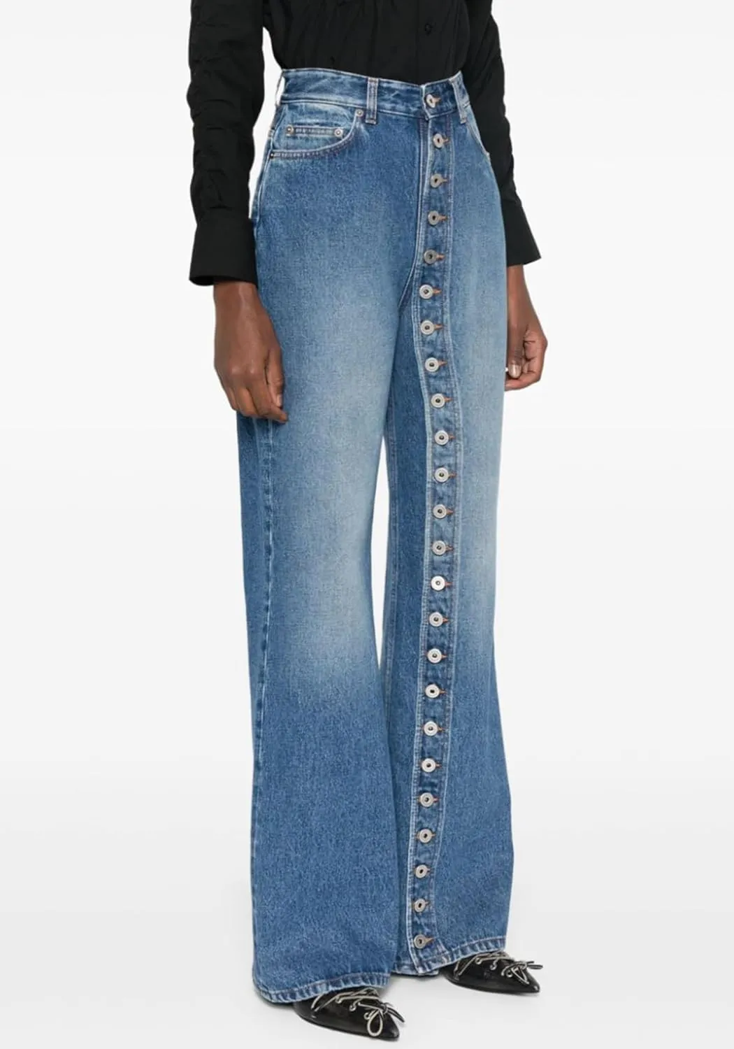 Womens Jeans High Waist Straight Leg Button Down Boyfriends Denim Pants Y2K Streetwear