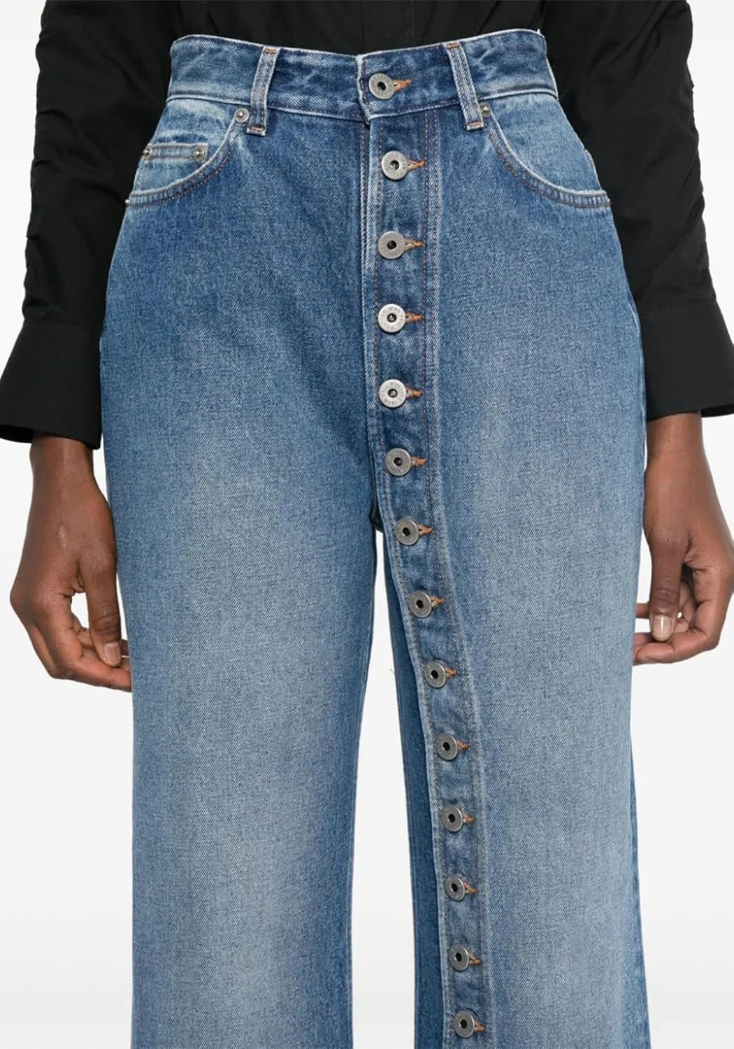 Womens Jeans High Waist Straight Leg Button Down Boyfriends Denim Pants Y2K Streetwear