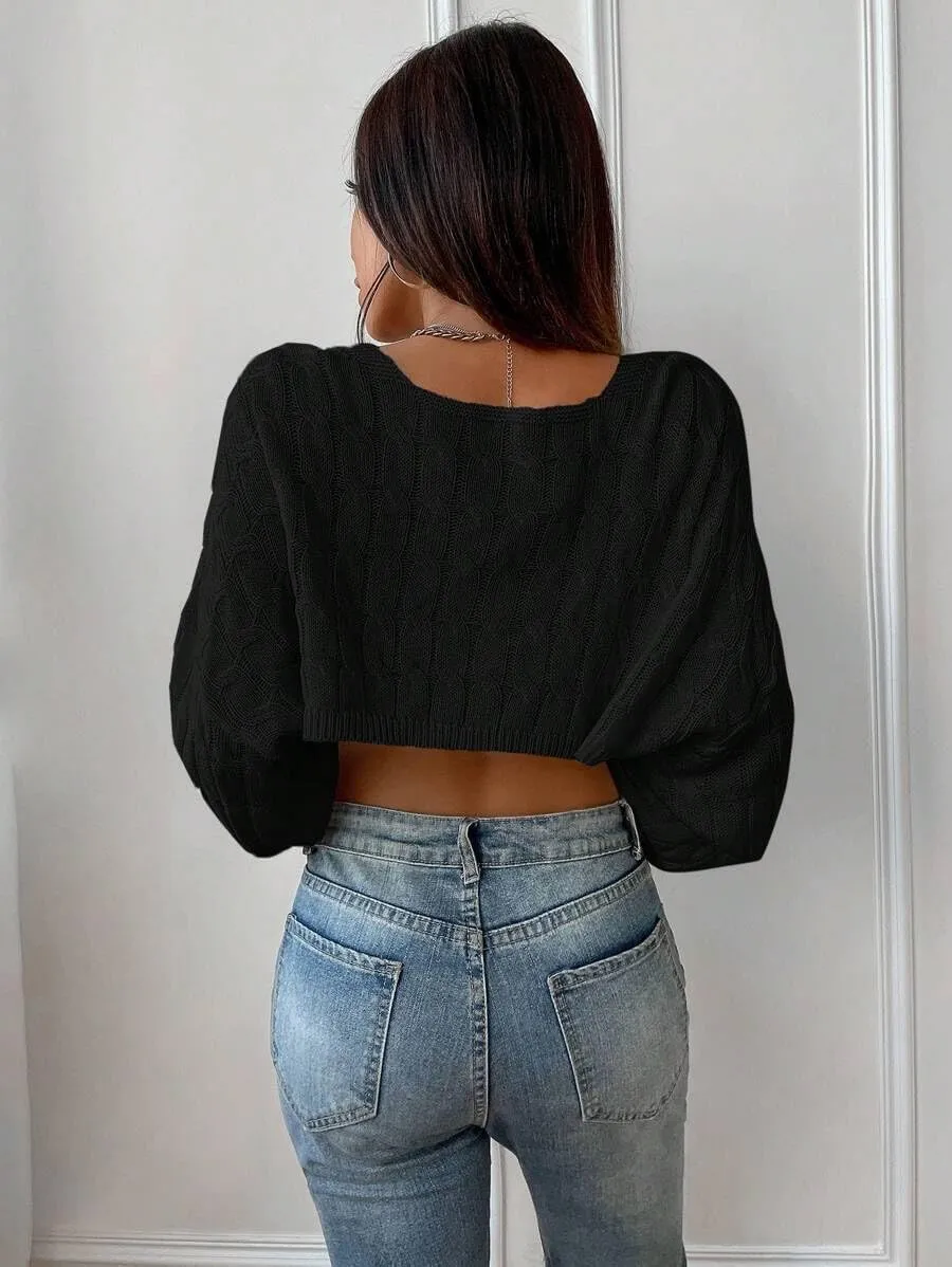 Womens Long Sleeve Open Front Crop Cardigan Sweater Drop Shoulder Shrugs Knit Bolero Sweaters Tops Outwear
