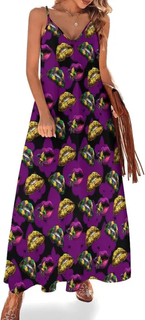 Women's Maxi Dress Duck Summer Sun Dresses Casual Loose Long Dress V Neck Sleeveless Beach Dresses