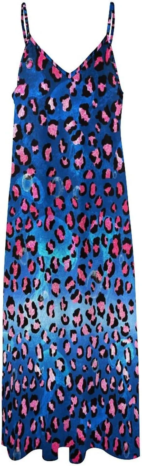 Women's Maxi Dress Tie Dye Seashell Summer Sun Dresses Casual Loose Long Dress V Neck Sleeveless Beach Dresses