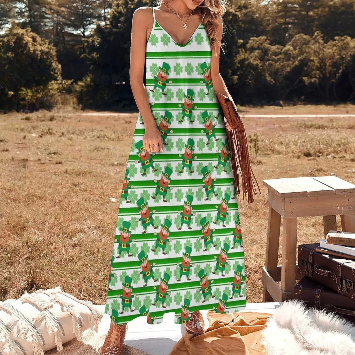 Women's Maxi Dress Tie Dye Seashell Summer Sun Dresses Casual Loose Long Dress V Neck Sleeveless Beach Dresses