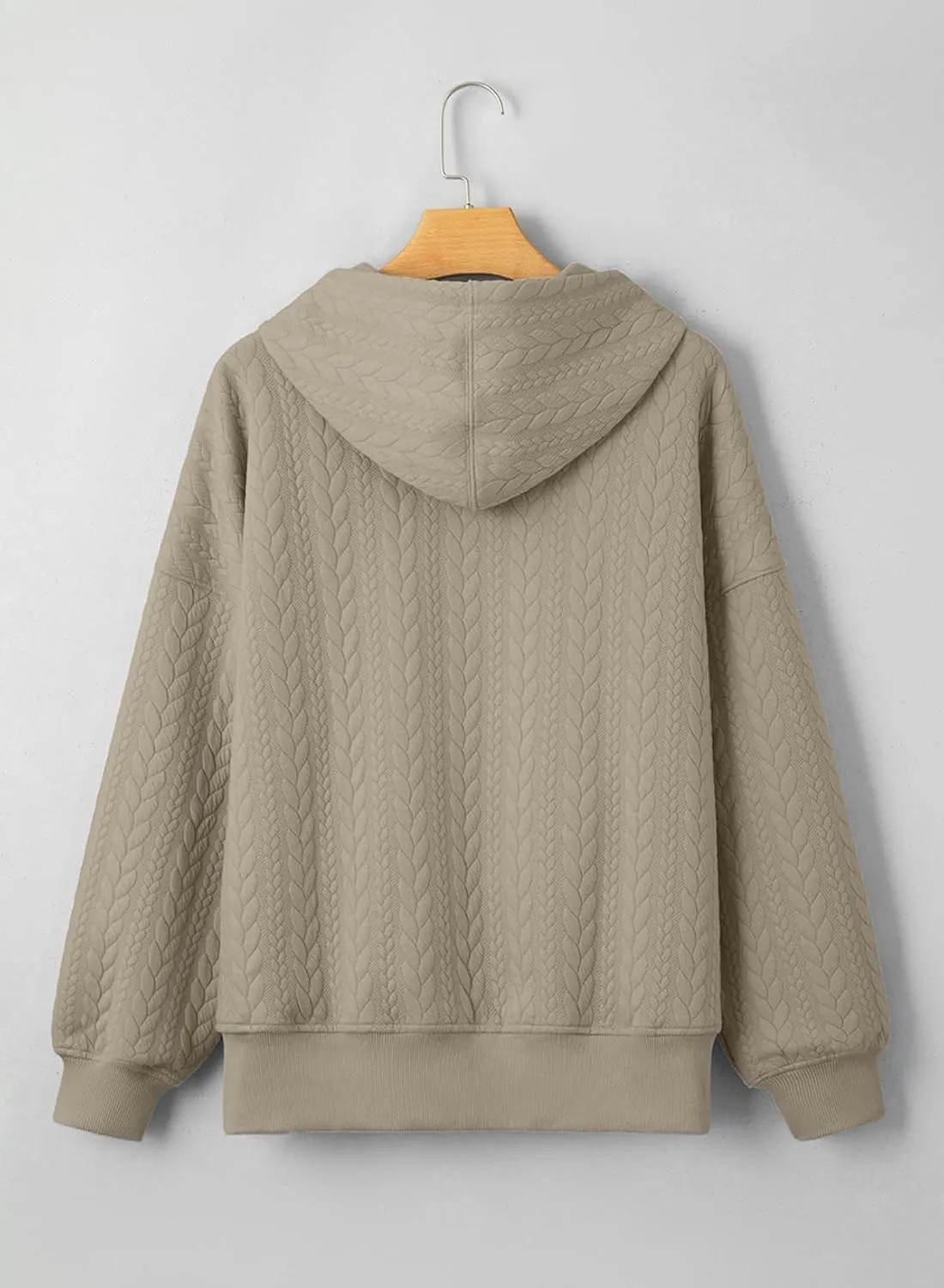Women's Oversized Hoodies Fall Casual Quilted Long Sleeve Drawstring Hooded Sweatshirts Pullover Tops with Pocket