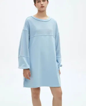 Womens Oversized Sweatshirt Dress Crewneck Long Sleeve Patchwork Pullover Casual Loose Mini Dresses