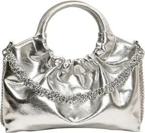 Women's PU Leather Clutch Purse Glossy Evening Bag Pleated Top Handle Shoulder Bag Party Satchel Handbag Crossbodybag1807OWOISS