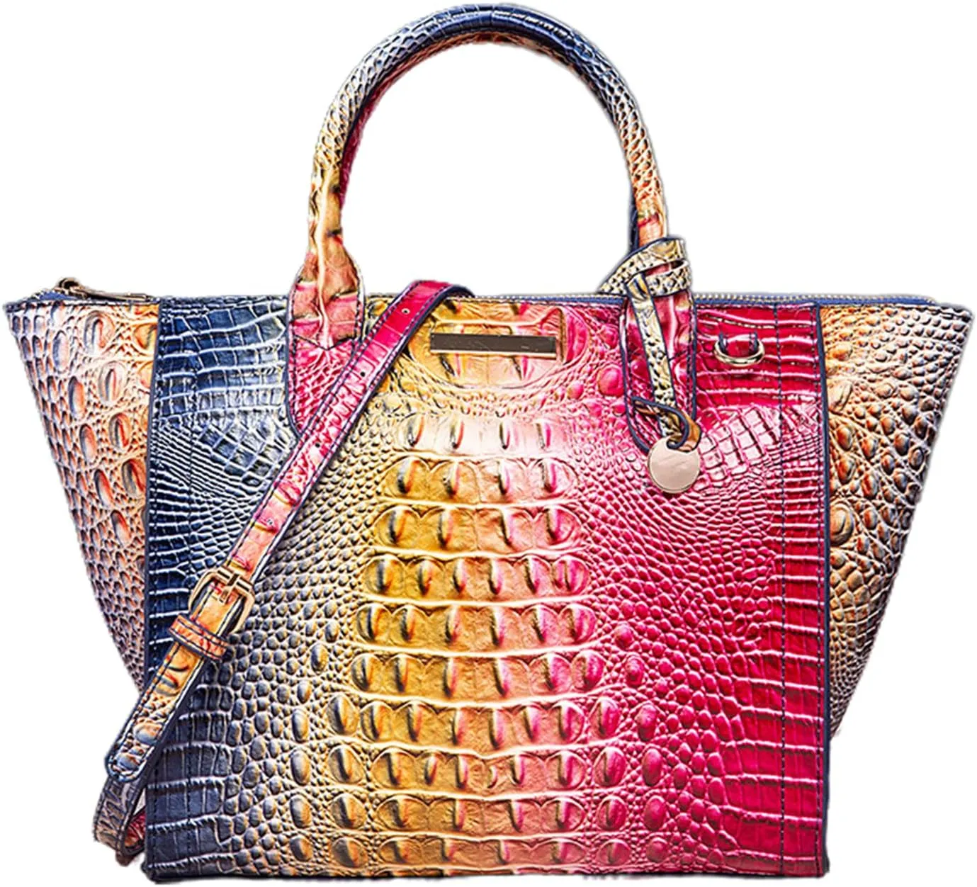 Women's PU Leather Top Handle Tote Bag Fashion Crocodile Print Handbag Satchel Ladies Retro Work Travel Crossbody Bagsbag1274OWOISS