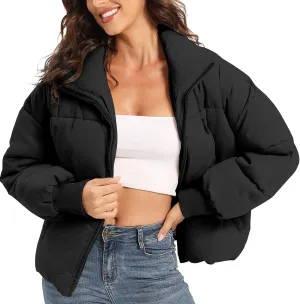 Women's Puffer Jacket Long Sleeve Zip Up Warm Baggy Winter Jackets for Women