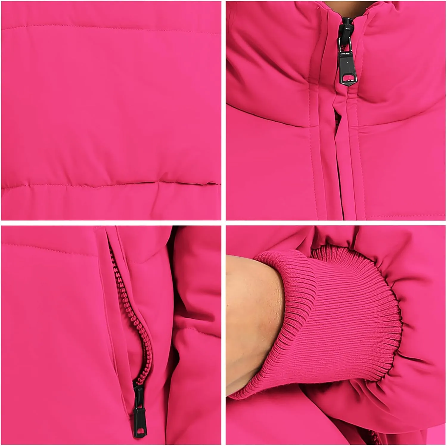 Women's Puffer Jacket Long Sleeve Zip Up Warm Baggy Winter Jackets for Women