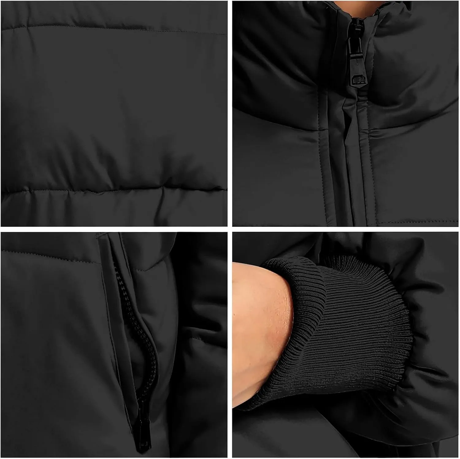 Women's Puffer Jacket Long Sleeve Zip Up Warm Baggy Winter Jackets for Women
