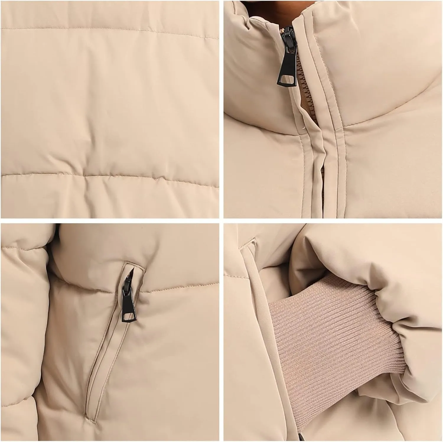 Women's Puffer Jacket Long Sleeve Zip Up Warm Baggy Winter Jackets for Women