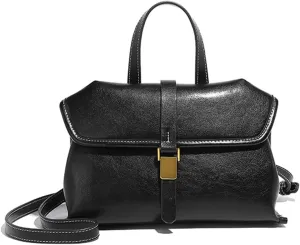 Women's Retro Top Handle Shoulder Bag PU Leather Large Stitching Tote Satchel Flap Crossbody Messenger Handbag Pursebag2160OWOISS
